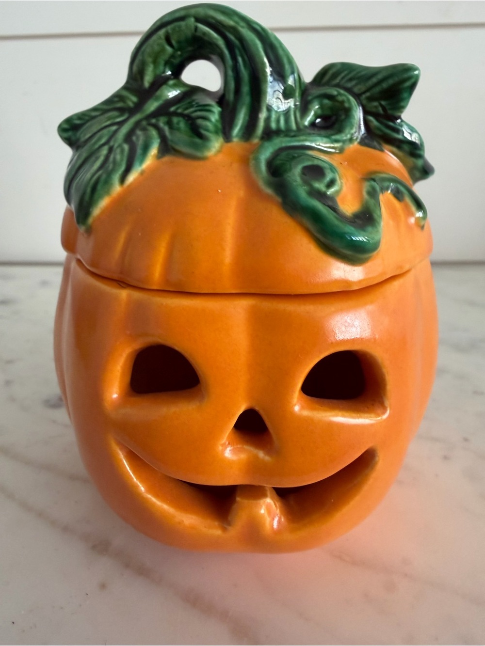 Vintage Ceramic Orange Pumpkin Fall Halloween